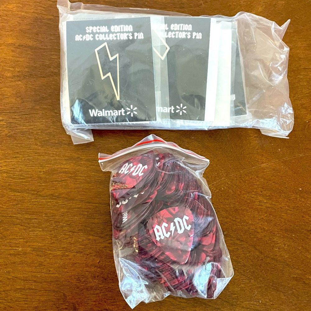 AC/DC pins and Guitar picks